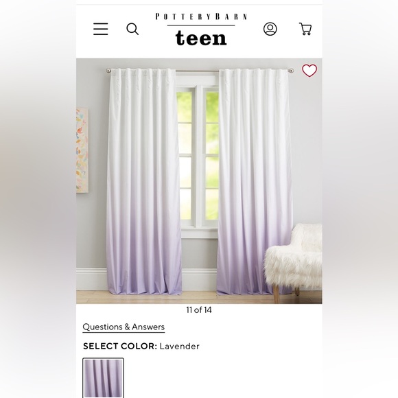 (6) Pottery Barn Teen Ombre Blackout Curtains